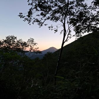 ヌカビラの急登の途中、トラバースするところはなだらかになるので、ホッとする
あれはチロロ岳かと思って撮ったけど、たぶんチロロ西峰