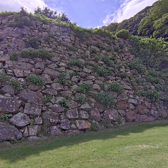 二の丸高石垣の北端でした。算木積みでもない、鈍角。