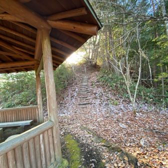 シンボル広場の東屋が見え　そこにはなんと例の素敵な方々がっ！