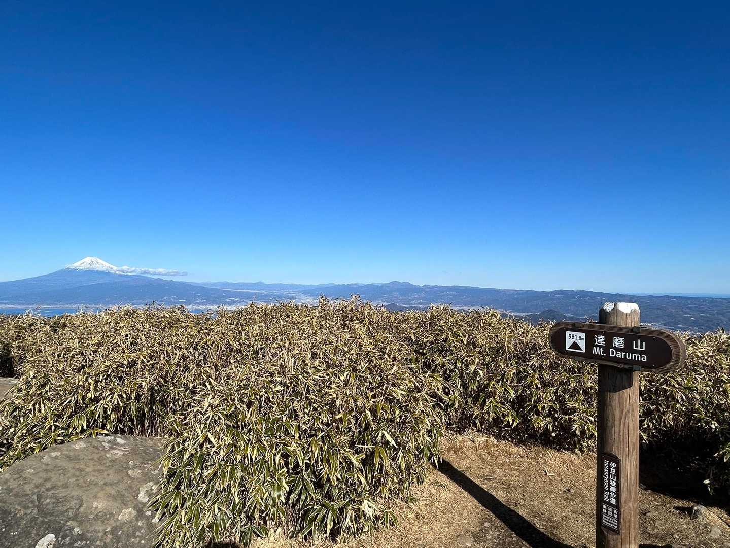 山頂標識がなぜか富士山を背にしていない🤔