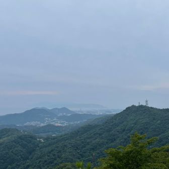 海から縦走してきた山々が見える。よう頑張った。