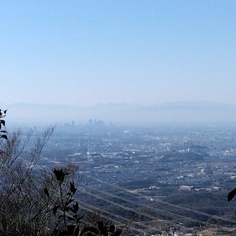 遠く名古屋の街と、鈴鹿の山脈