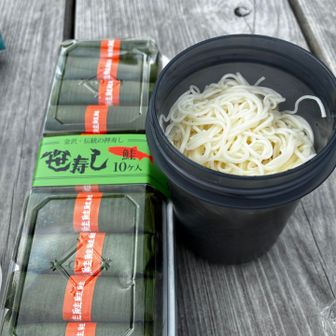 ランチは素麺と芝寿しの笹寿し