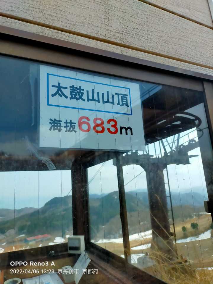太鼓山山頂の標識はリフト小屋にあります。😊