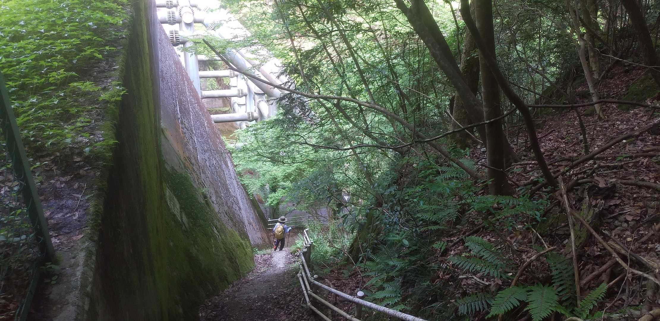 砂防ダムの階段を下り