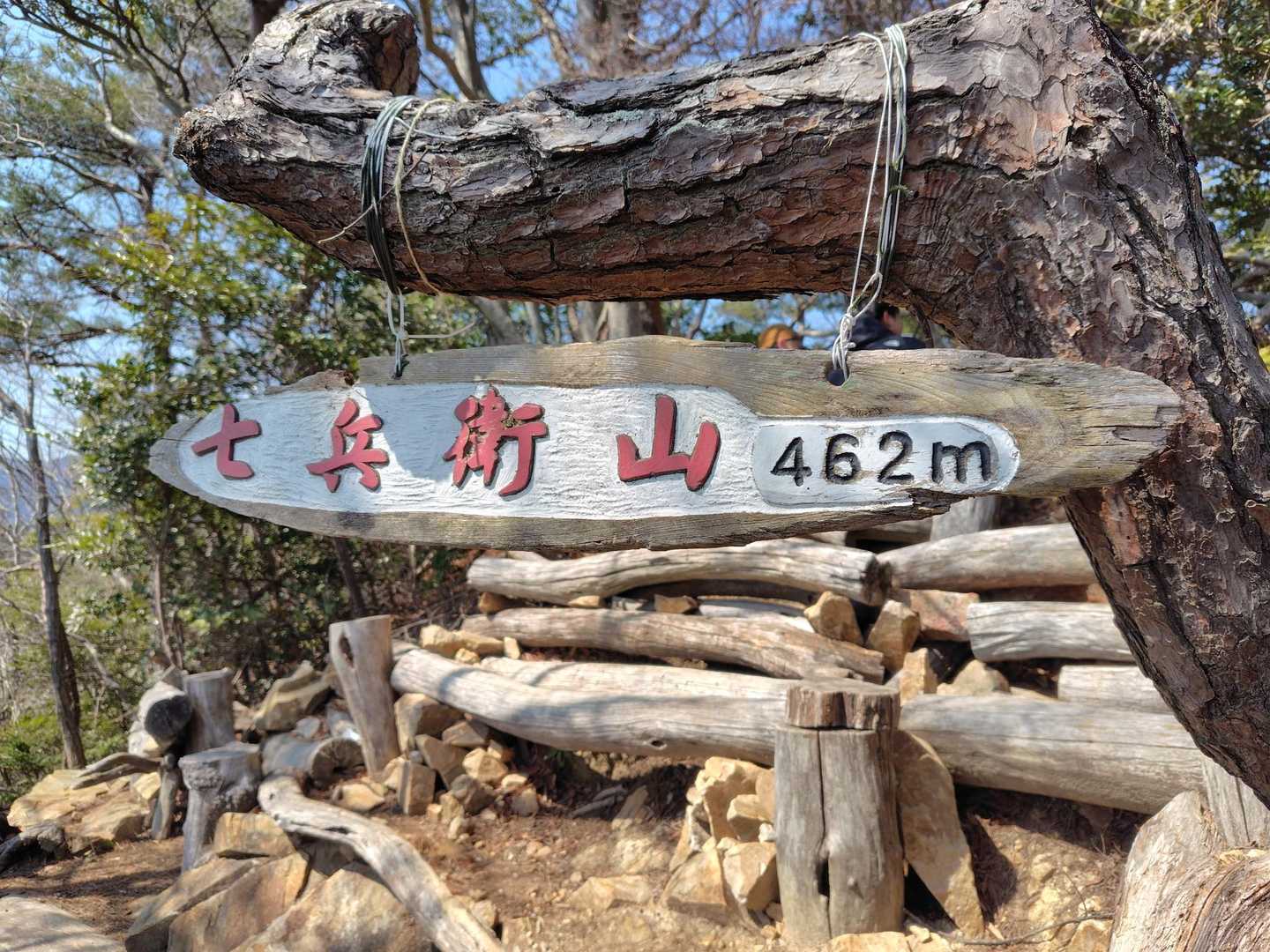 七兵衛山の景色のいいベンチで休憩