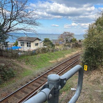 神社を過ぎてすぐに線路を直接横断するところがあるのですが、右手の線路がカーブしており普通にかなり危ない