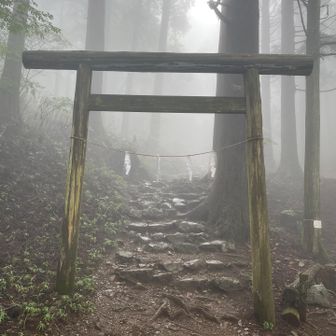 大嶽神社。ここで初めて登山者と出会う。