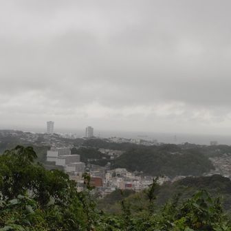 霧にけぶる海の風景