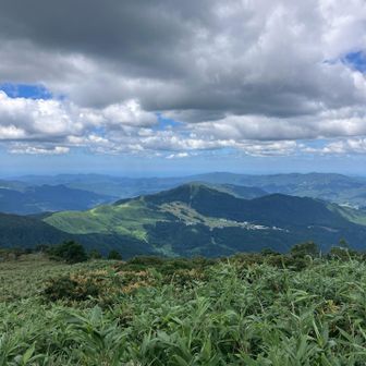 山頂でおひとりハイカーさんを見かけました。
本日の山行ですれ違ったかたは２名だけ。ちと寂しかった。
明日は氷ノ山がインターハイの会場？となっているので全国の高校生登山部員でにぎわうことでしょうな。
初めての氷ノ山、満足満足でした。