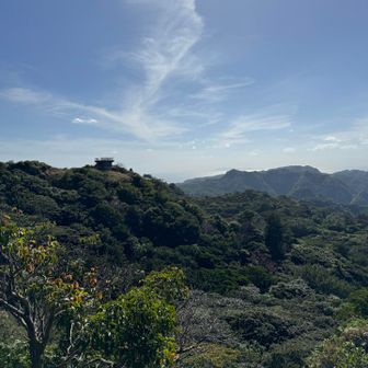 中央山の展望台が見えます。