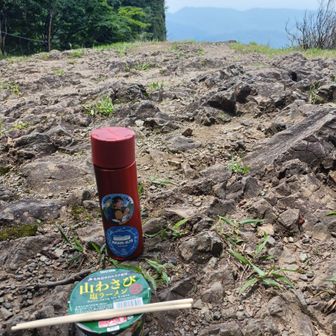 セコマの山ワサビラーメン。
山食でこんなに後悔したことはない。

このラーメンに罪はない。ただ、山ワサビが本格的で汁を飲めなかった（水を捨てて水筒に）