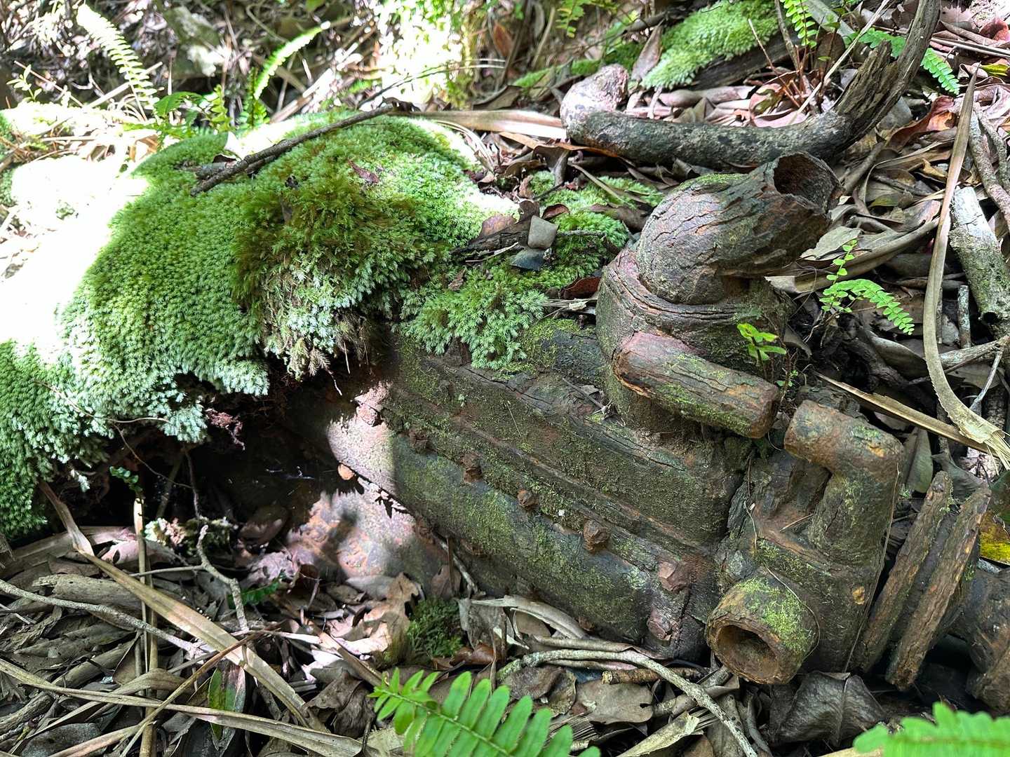 軍の放置車両のエンジン