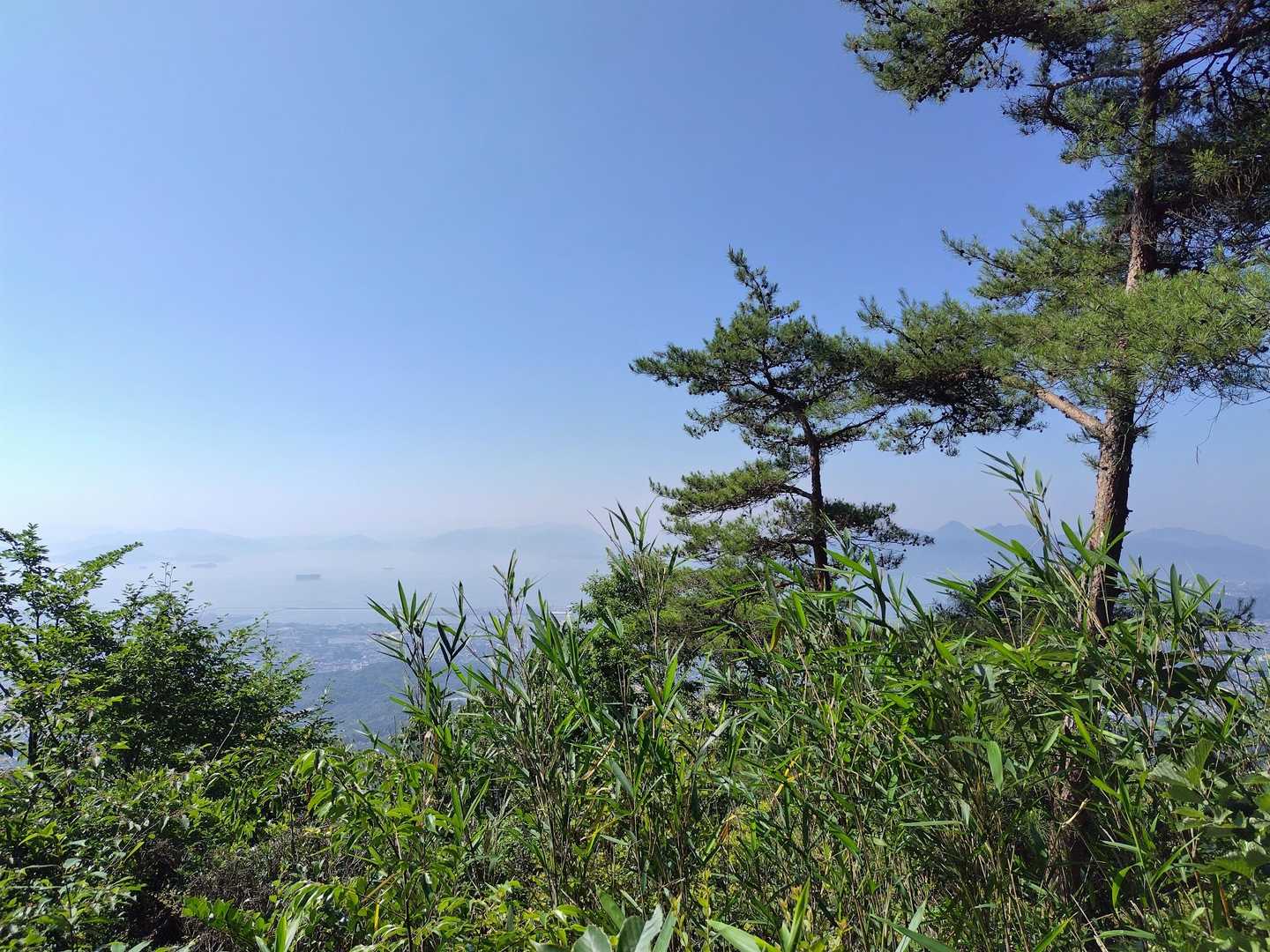 湿気？で霞んでいる
右に宮島