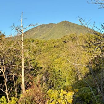 便石山が朝日☀️を浴びて聳えています。