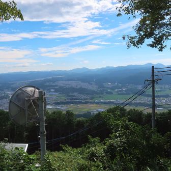 沢山のアンテナ
右電柱奥の二つ山は大洞山と尼ヶ岳かな？