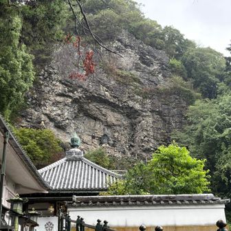 崖の真ん中に
弥勒菩薩さんが🙏
お寺の人に聞いたら
350年前からここにいらっしゃって阪神大震災の時も大丈夫だったとのこと