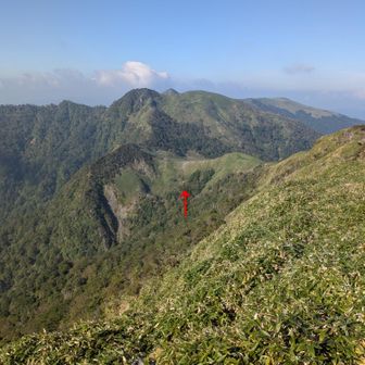赤↑は、お亀岩避難小屋