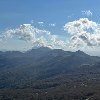 ⛰️雲に隠れた羊蹄山、ニセコアンヌプリ、イワオヌプリが見えます。