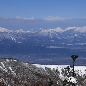妙高やら黒姫とか？北側の眺望、パッと見てすぐに何山か分からない😂
