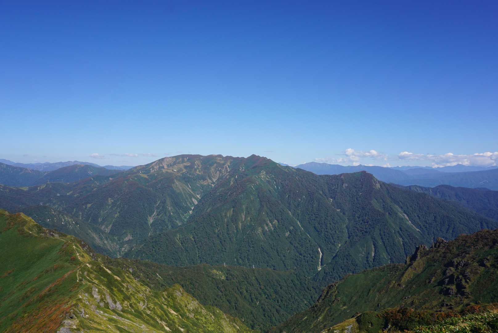 白毛門、笠ヶ岳、朝日岳