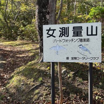 女測量山へ向かう　この看板の前に駐車しました