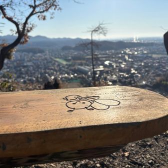 ベンチに刻まれてる蜂さん。こういうさりげなさ、好きですね。