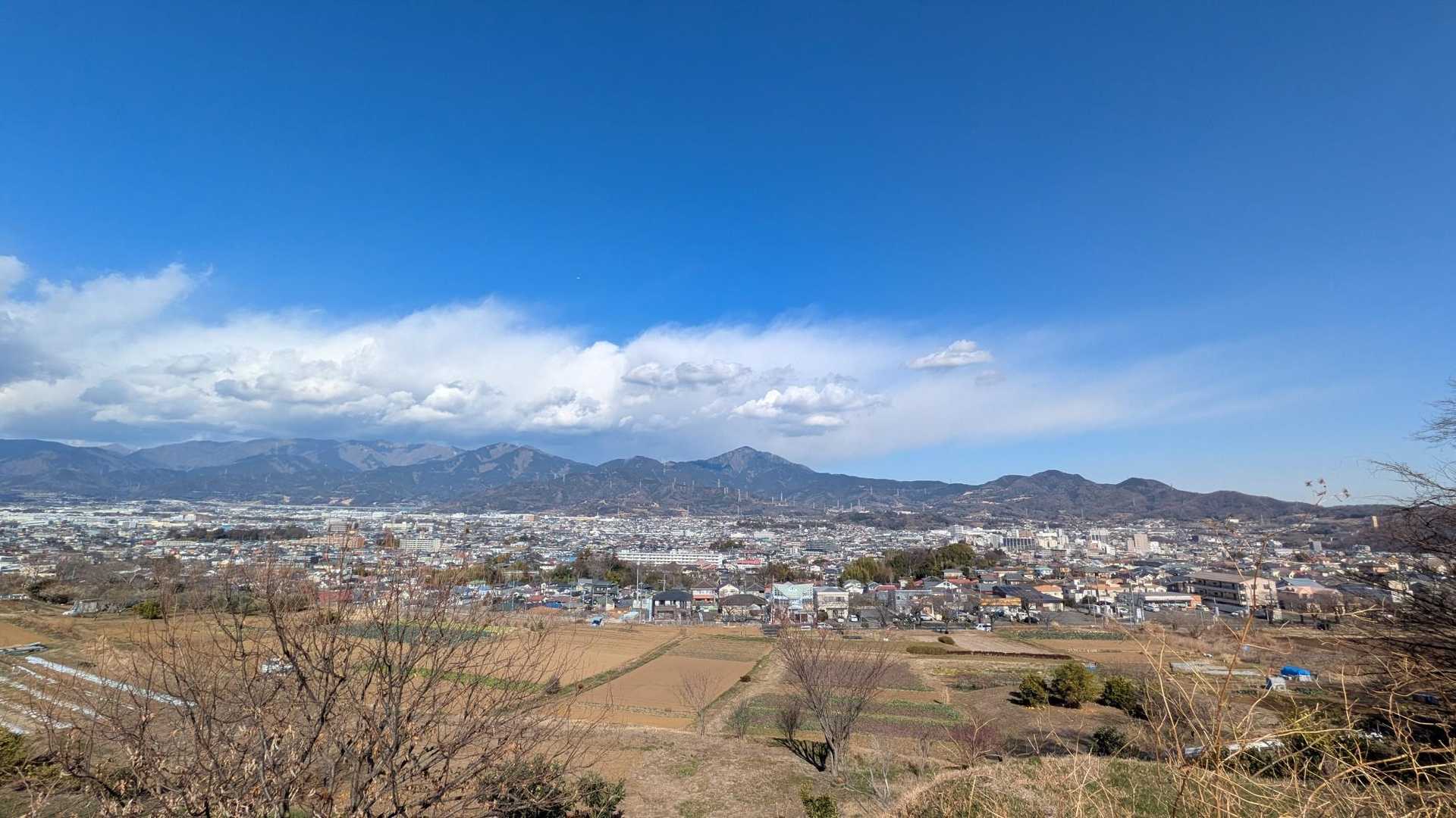 丹沢の山々と秦野の街並みが一望できる