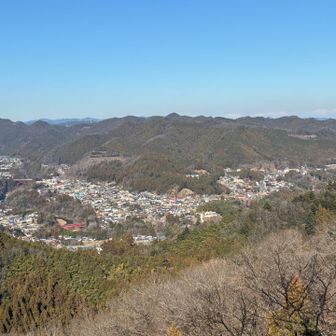 天狗岩からの眺め
青梅丘陵と多摩川に掛かる橋が