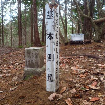 ついでに根元が腐って倒れていた三角点標柱も立て直し