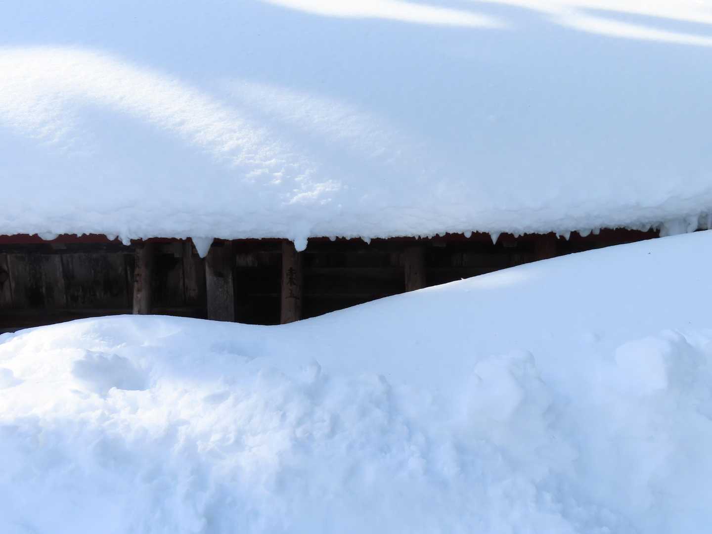 積雪がほぼ屋根の高さ