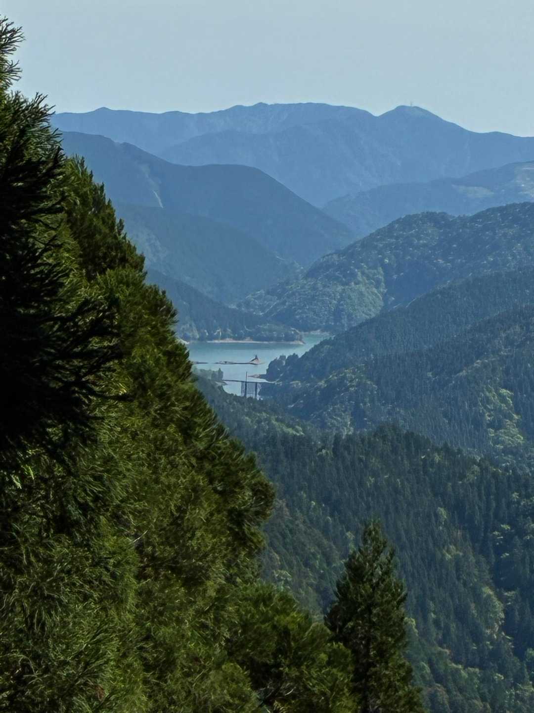 展望台に立ち寄る　ダム湖が見える