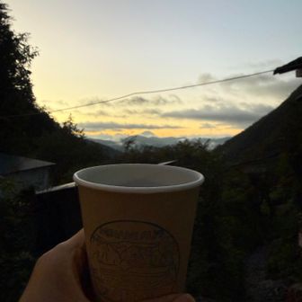 大門沢小屋のコーヒー、最高😁