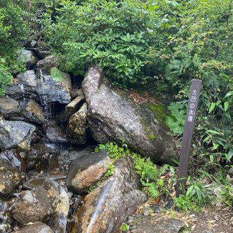 大凹の水場にやってきました。
帰りのコーヒータイム用に美味しいお水を汲んでいきます。