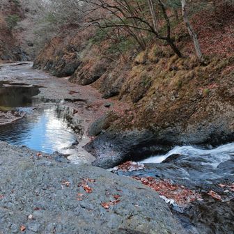 下流側　この先に袋田の滝があります