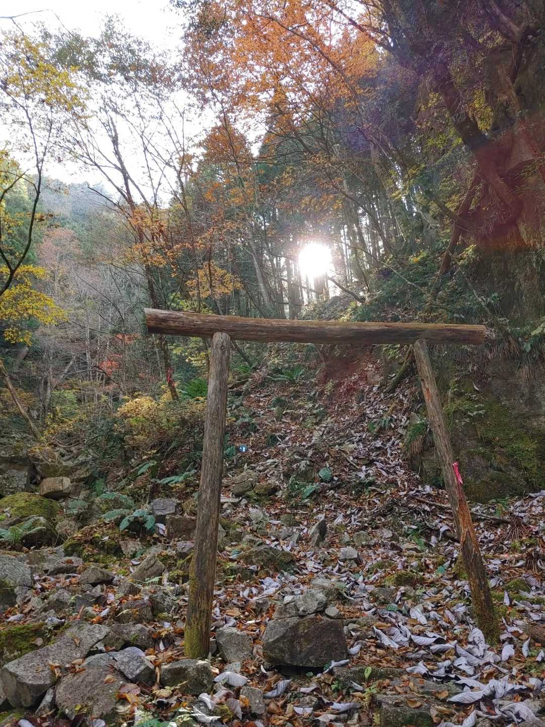 御嶽山の御前山　とあって　鳥居があります。が、横の梁　が一重ですね‼️
