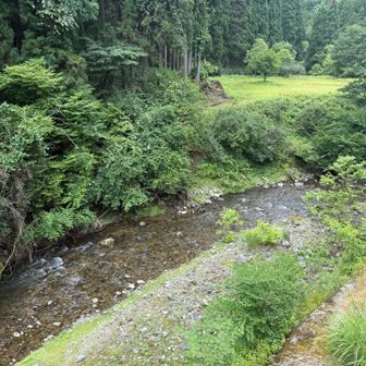 修道院から西に向かうとすぐの橋上から。この辺りは百井川ですが、府県境を過ぎると安曇川