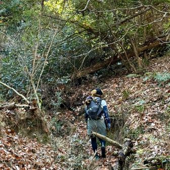 ピンテを頼りに来たがルートロス。
GPS頼りにザレ山を直登。前を歩いていたお二人組もピンテにつられて迷ったみたい。