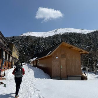 オーレン小屋から硫黄岳
いい天気だけど爆風