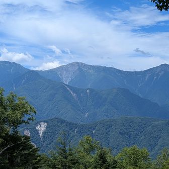 　　↖農鳥岳　↑間ノ岳　↗北岳