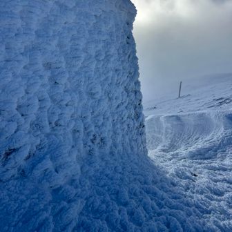 避難小屋のブツブツ。なんか怖い