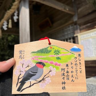 山友さんが、鷽鳥ウソドリの絵馬見つけ、素敵なので、わたしも購入