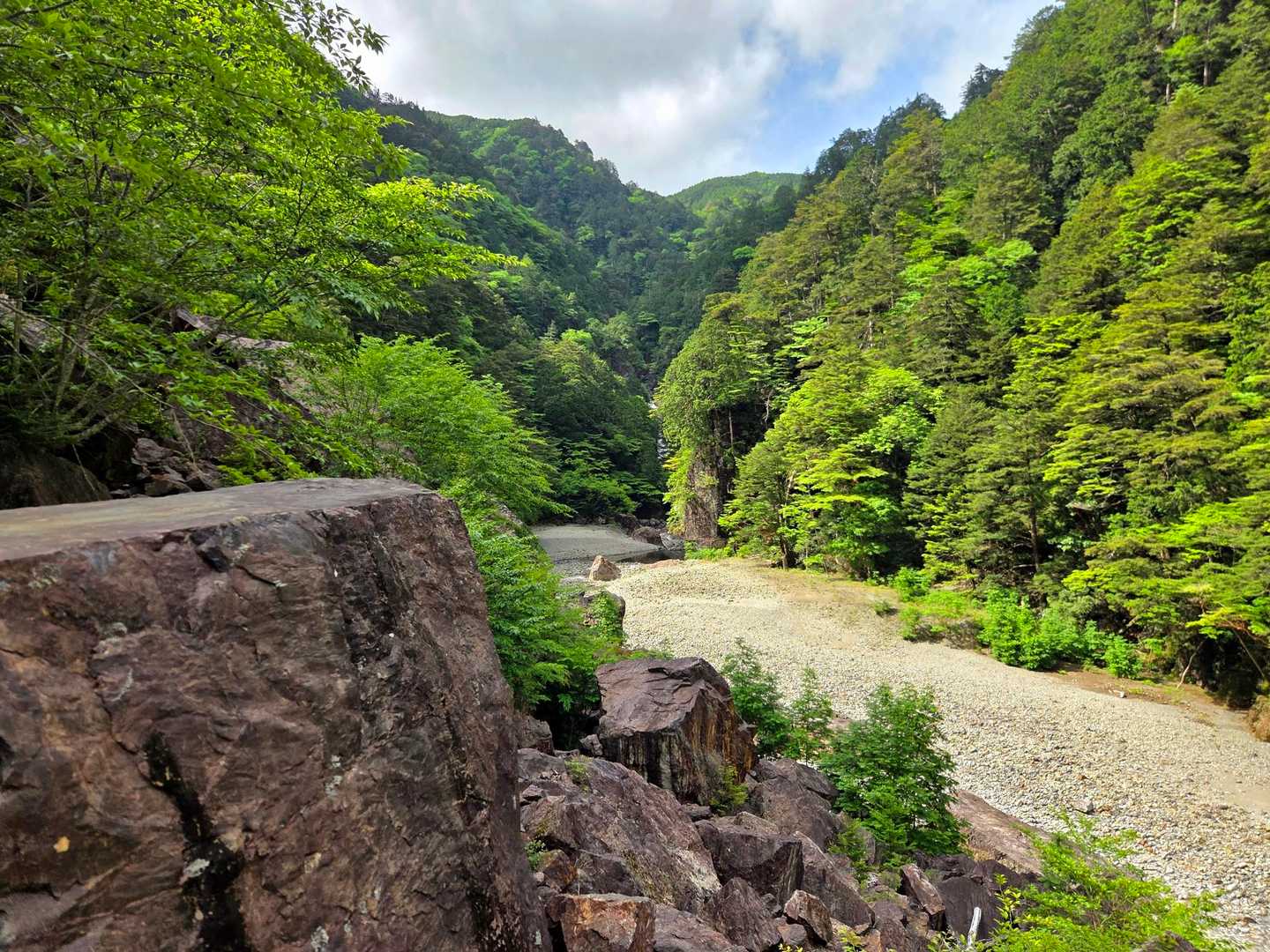 2004年の豪雨災害で山肌が崩落し10年間、大杉谷は閉鎖される原因になった。
今は崩落地のまま、ルートを組まれてる‼️
ここは速やかに通過するように警告されている⚠️