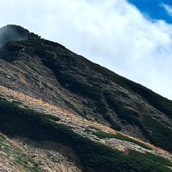 ワリモに向かいます。先行する登山者グループの姿が見える