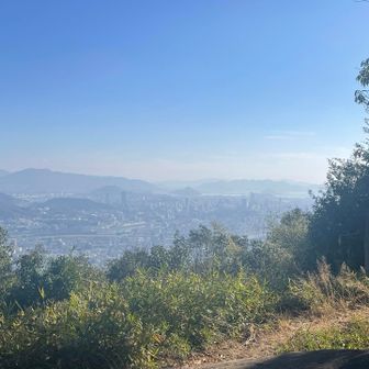 目薬峠から40分で武田山、山頂。
なぜかひどく霞んでいる。
ニュースでは、
黄砂は中四国は少ないと伝えていたのに。

＊武田山410.4m三角点有り