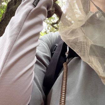 今日は湿度の高い低山なので虫対策はしっかりと！
モンベルのバクプルーフネットは、見た目怪しいけどとても安心できるアイテム✨