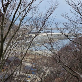 海岸線の隆起しているところは白く見えてます。