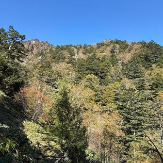 歩いてきた山の横を歩いています