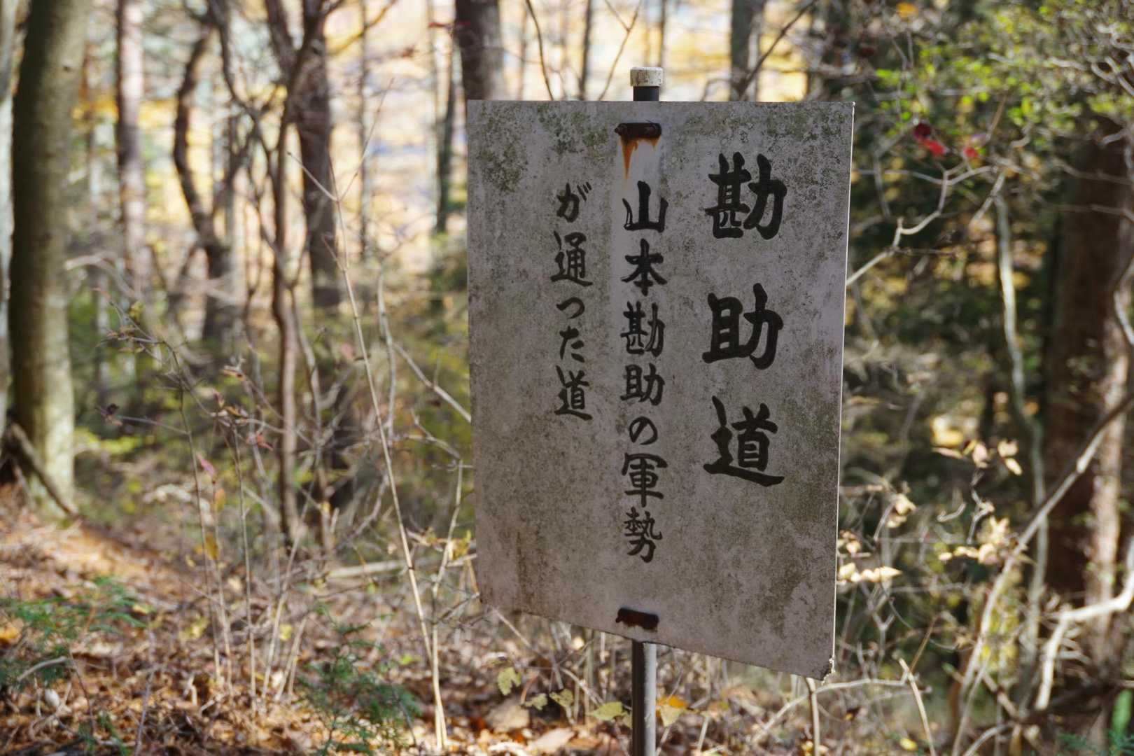 武田信玄の軍師、山本勘助ゆかりの道なのか。
大河ドラマ「武田信玄」では、西田敏行さんが演じてたな…
