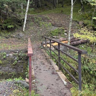 小さな橋が登山道の入り口